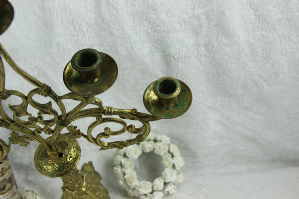 Large antique Church Altar neo gothic brass Candle holder