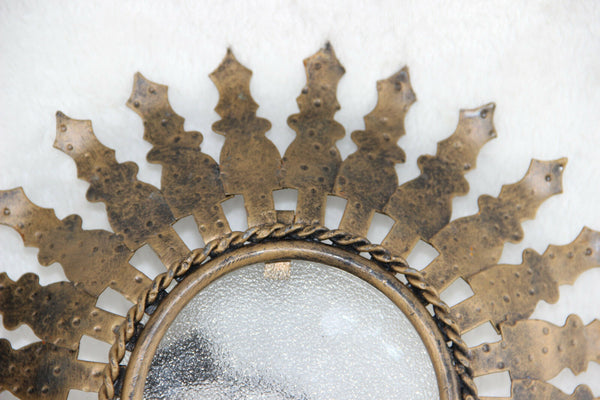 Mid century Retro Metal leaves Sunburst wall lamp sconce 1970's