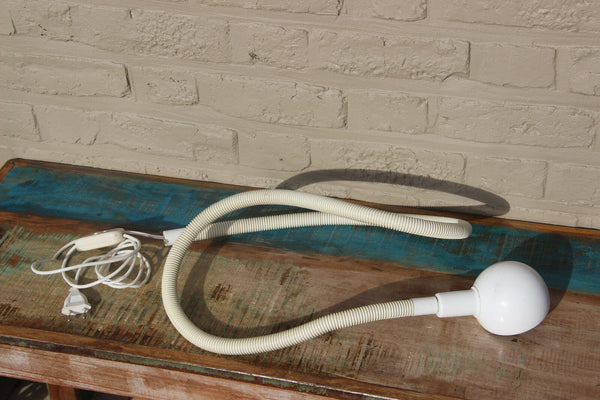 Retro mid century 70's Snake flexible desk lamp white