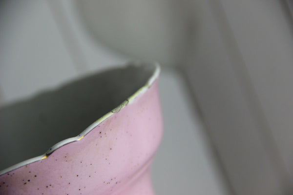 PAIR XL French antique faience Rose napoleon scene Vases 1920