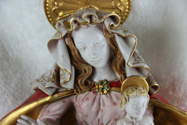 Gorgeous Terracotta polychrome MAdonna statue Pattarino school italian religious