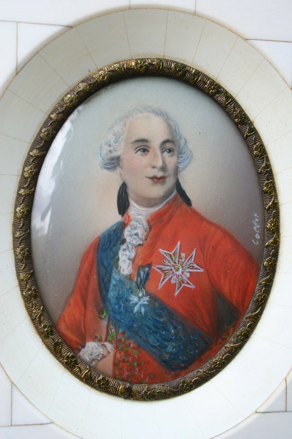 Military Officer Soldier miniature painting portrait signed aristocratic french