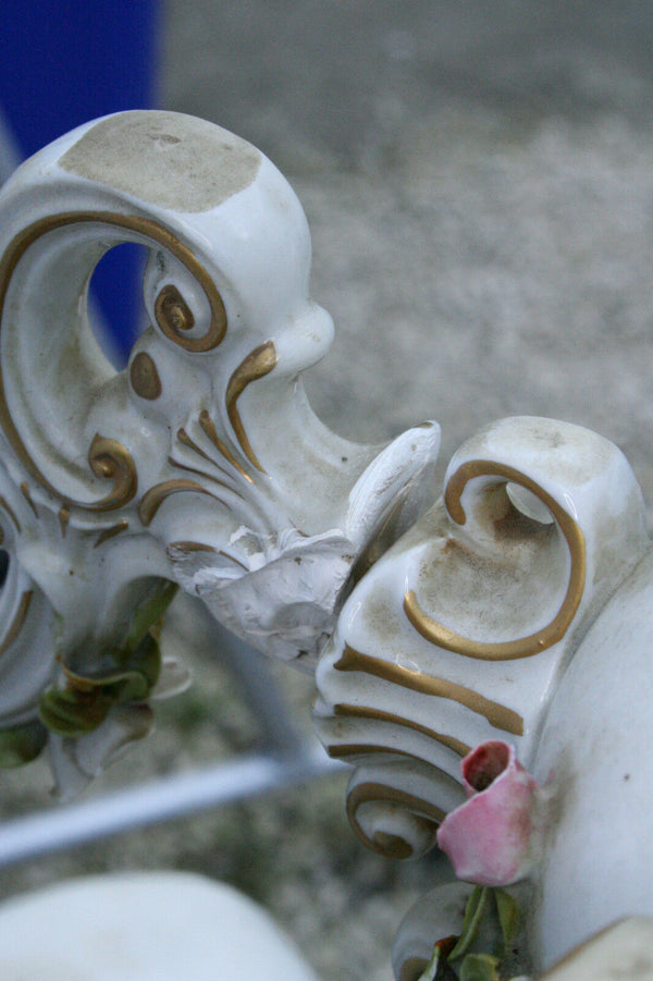 Capodimonte porcelain VTG italian 60's chandelier 6 arms marked floral decor