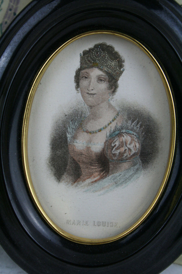 PAIR Miniature portrait Napoleon II duke reichstadt & Marie Louise Austria