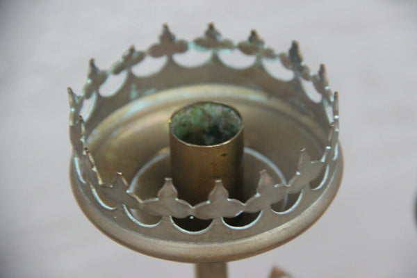 Antique religious bronze altar Church candle holder 5 arms candelabra