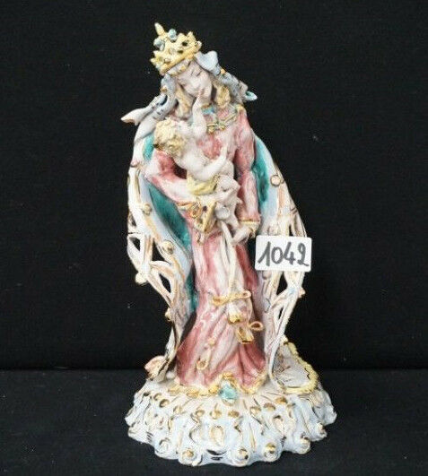 Rare Italian Terra cotta polychrome rococo Florence Madonna statue sculpture