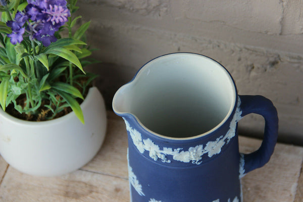 Antique Wedgwood marked jasperware Milk chocolate pot jug putti decor