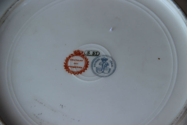 Antique Sevres porcelain marked portrait Louis XVI fleur lys plate 19thc