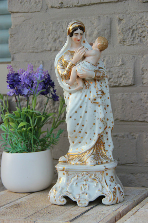 LARGE Antique vieux paris porcelain Madonna religious figurine