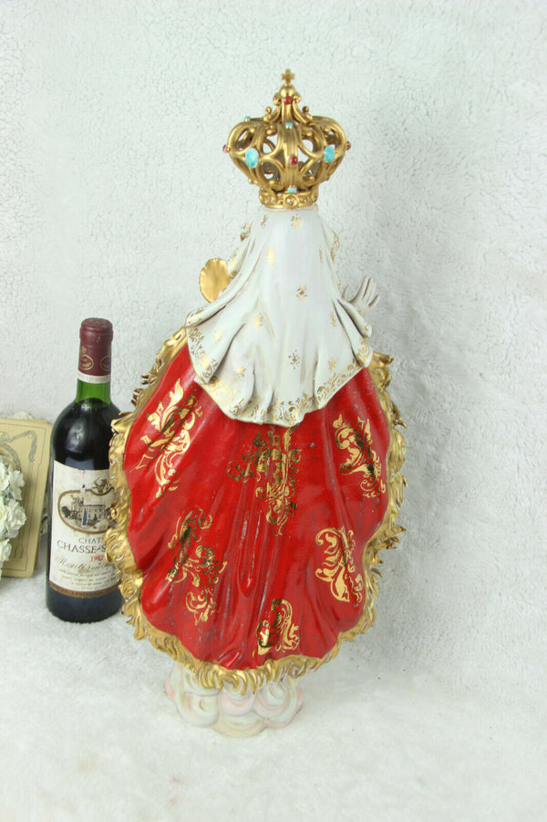 Huge PATTARINO italian Terracotta madonna statue religious putti angels