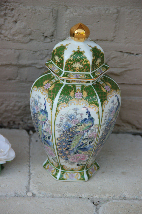 japanese porcelain peacock floral marked porcelain Vase