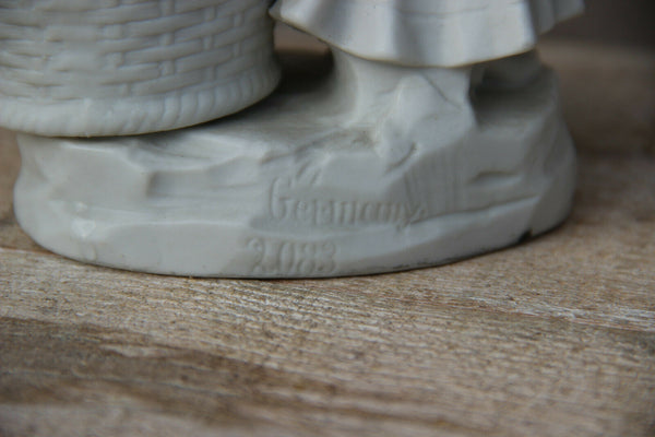Small German bisque porcelain statue vase planter romantic young girl marked