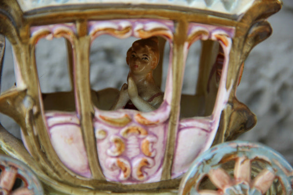 Vintage German porcelain Coach Carriage princess horses