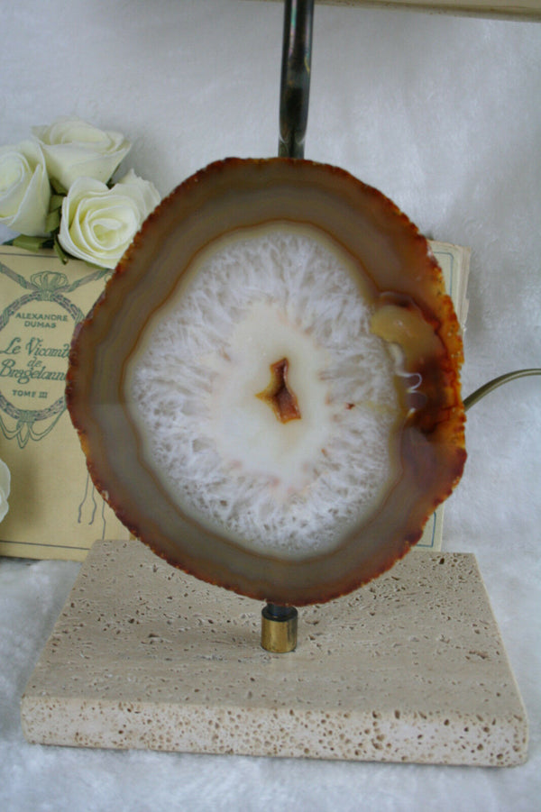 Modernist AGATE travertine Table lamp attr. Willy Daro mid-century 1970