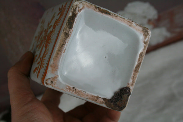 OLD belgian Faience Apothecary Kitchen jar box lidded circa 1880 rare piece