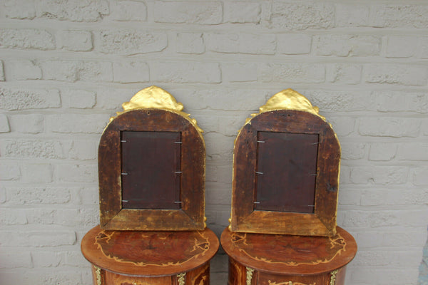 Gorgeous PAIR antique French Portrait oil panel painting putti angel frame rare
