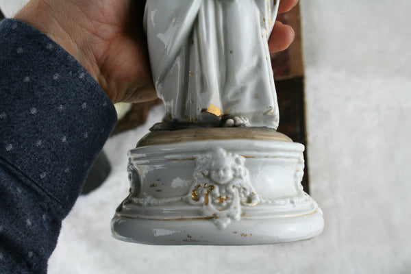 Rare Antique Vieux paris porcelain religious saint joseph statue sculpure