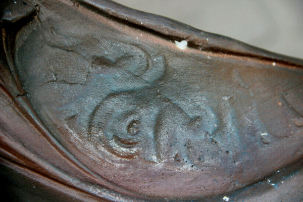 XL Antique french terracotta Art nouveau Lady Bust Statue sculpture marked