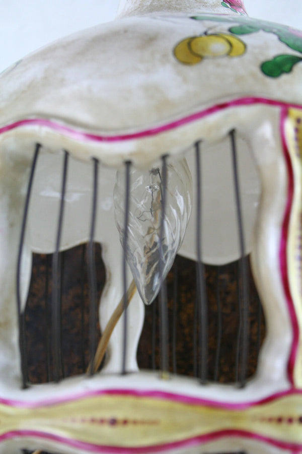 Gorgeous Strasbourg porcelain marked birdcage floral 50's with lamp rare exclusi