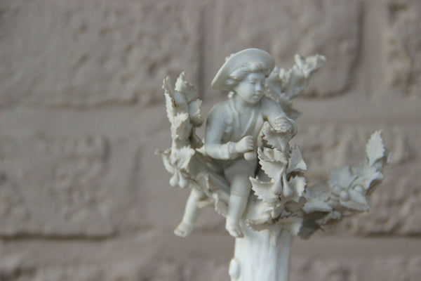 Antique 19th c french SEVRES marked Bisque porcelain Group statue apple picking