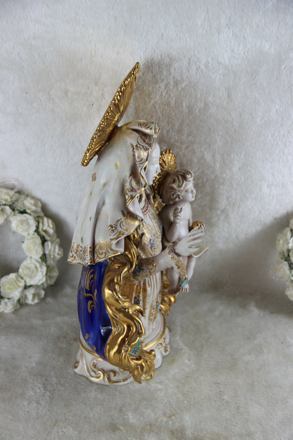 Stunning Religious Pattarino school Terracotta Madonna child statue italian 60s