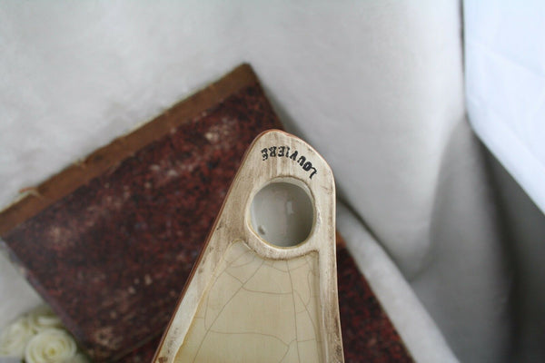 Antique Art deco Flemish marked faience ceramic greyhound whipped 1930