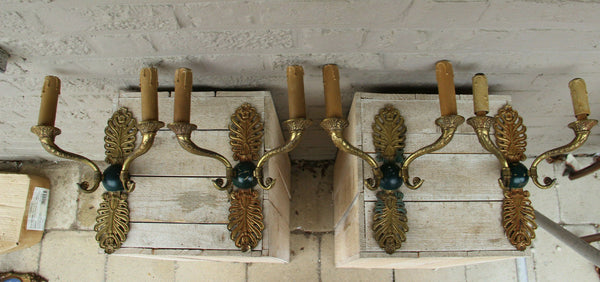 Set Antique 4 Empire bronze wall lights sconces