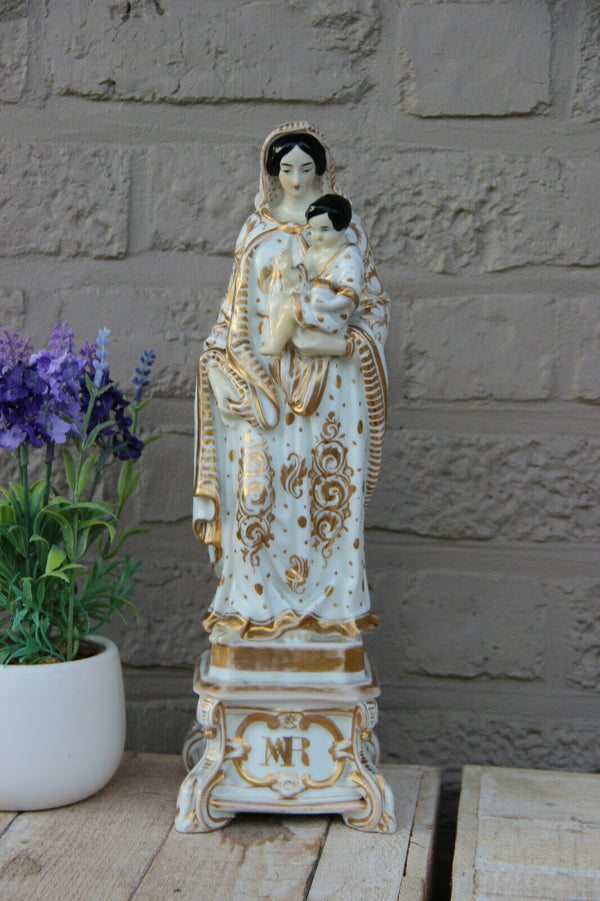 LARGE Antique vieux paris porcelain Madonna figurine religious