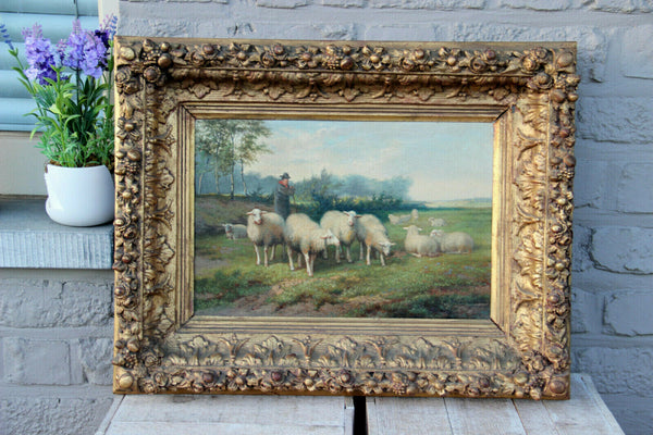 Jef Louis Van Leemputten Belgian, 1865-1948 oil canvas antique painting sheep