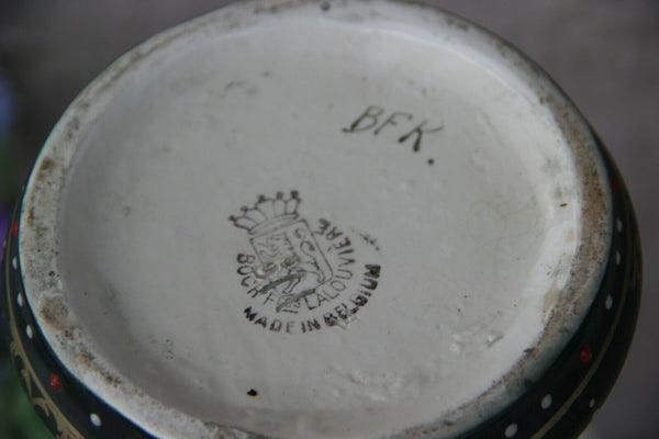 Antique ART DECO BOCH BFK marked ceramic Vase Enamel decor