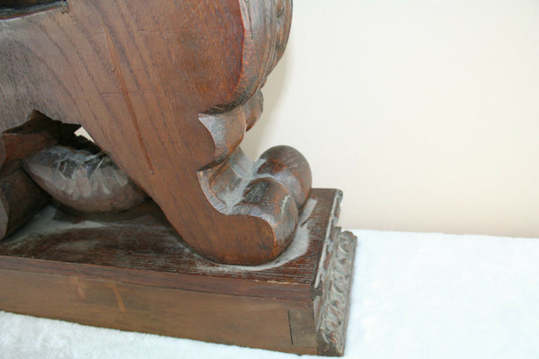 RARE! XXL Wood carved Black forest design Satyr putti 19thc French mantle clock
