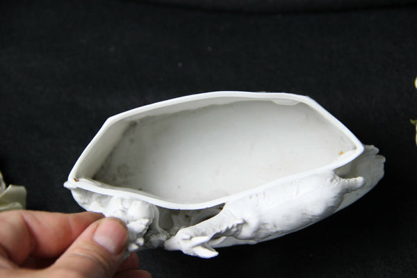 Bisque porcelain antique Group goat planter jardiniere statue