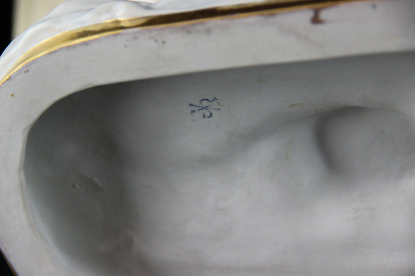 XXL Rare Scheibe Alsbach Porcelain Horse  Carriage Figural Group Sled marked