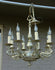 French brass silver patina gothic castle 8 arms dragon chandelier lamp