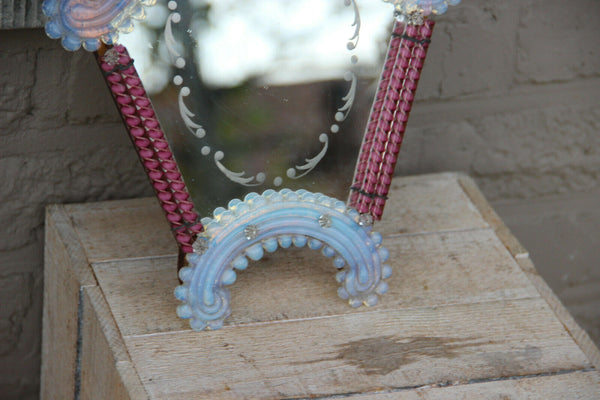 Vintage italian murano glass hand blown Make up vanity table mirror