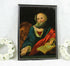 Antique 1880 religious Eglomise reversed mirror painting evangelist Mark Marcus