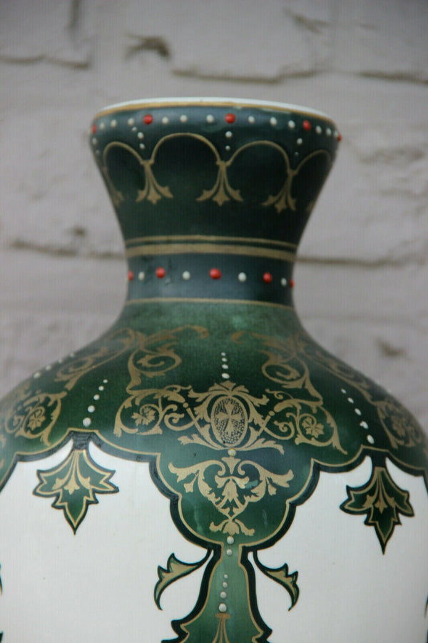 Antique ART DECO BOCH BFK marked ceramic Vase Enamel decor