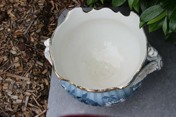 Huge Antique French art nouveau ceramic Dragon gothic floral planter Jardiniere