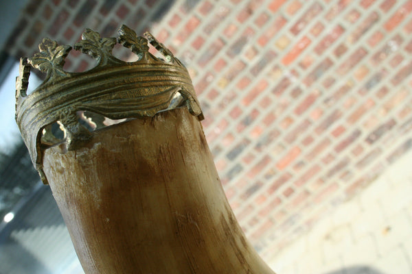 XL Exclusive PAIR Art nouveau 1900 austrian/german Brass Cornucopia horn hunting