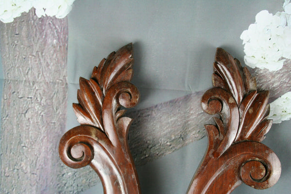 Antique PAIR Large French Cabinet wood Carved side elements ornaments
