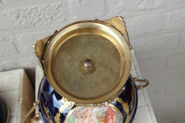 Large French Limoges cobalt blue porcelain Bowl centerpiece romantic victorian