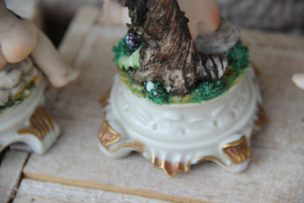 Italian set 4 capodimonte marked season cherub angel figurines