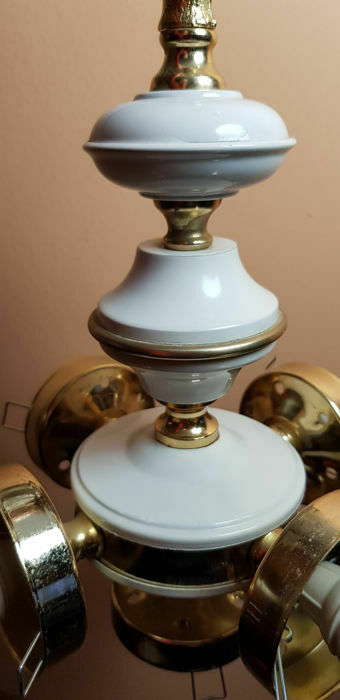 Vintage French 1970 opaline glass globe sputnik retro chandelier pendant