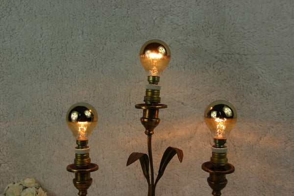 Antique Religious altar church french Lamp opaline lily flowers 3 arms