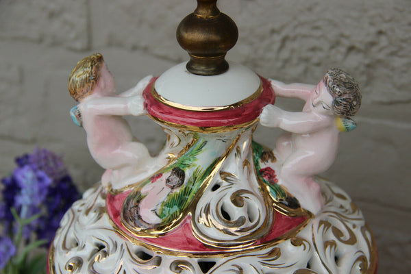 Vintage italian Capodimonte porcelain putti angels Vase 1960