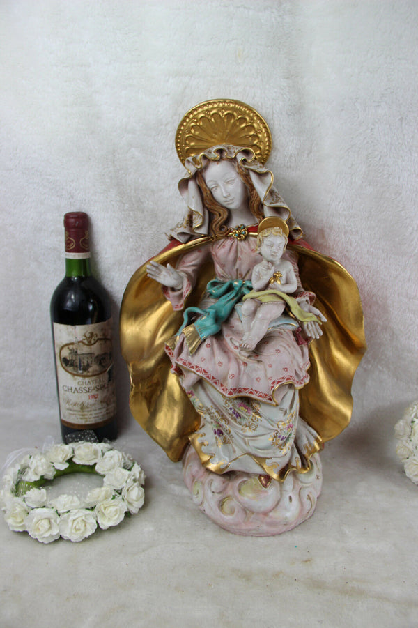 Gorgeous Terracotta polychrome MAdonna statue Pattarino school italian religious