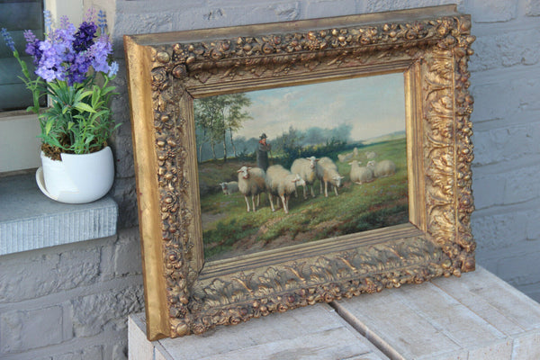 Jef Louis Van Leemputten Belgian, 1865-1948 oil canvas antique painting sheep
