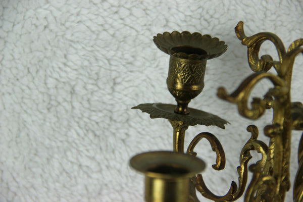 PAIR delft blue white faience Candelabras candle holder mill landscape