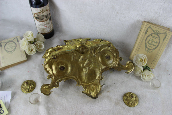 LARGE Antique French Castle gothic Dragon devil putti Bronze inkwell top piece