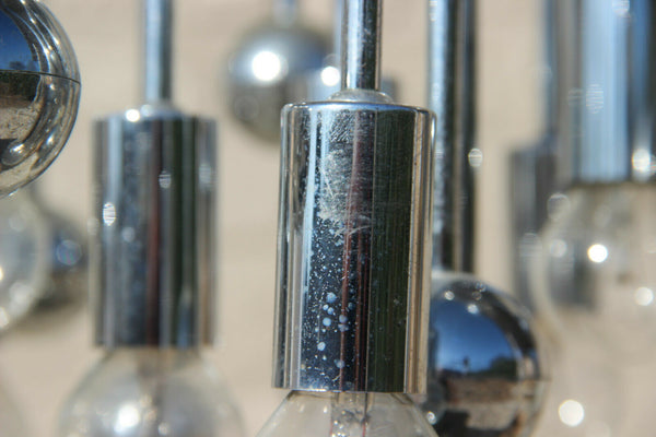 Mid century Retro Sputnik atomic chrome metal sciolari chandelier 1970 9 lights